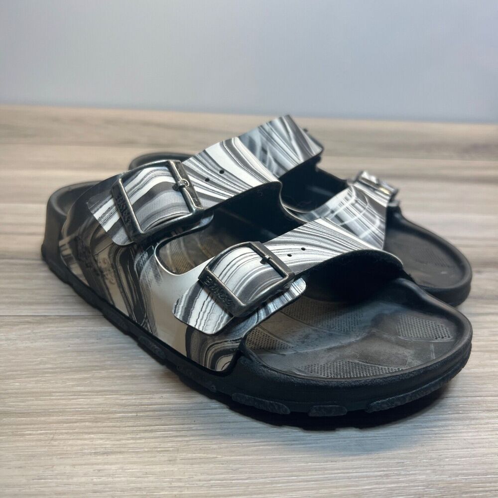 Birkenstock Birki's Haiti Black Striped Sandals Slide Size 36 Womens 5